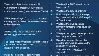 Overview of the class-Buying Texas Foreclosure Property Workshop