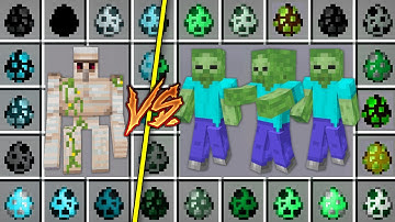 What if You Spawn ALL ZOMBIE ARMY EGGS vs GOLEM EGGS BATTLE Minecraft Different Zombies Army Battle