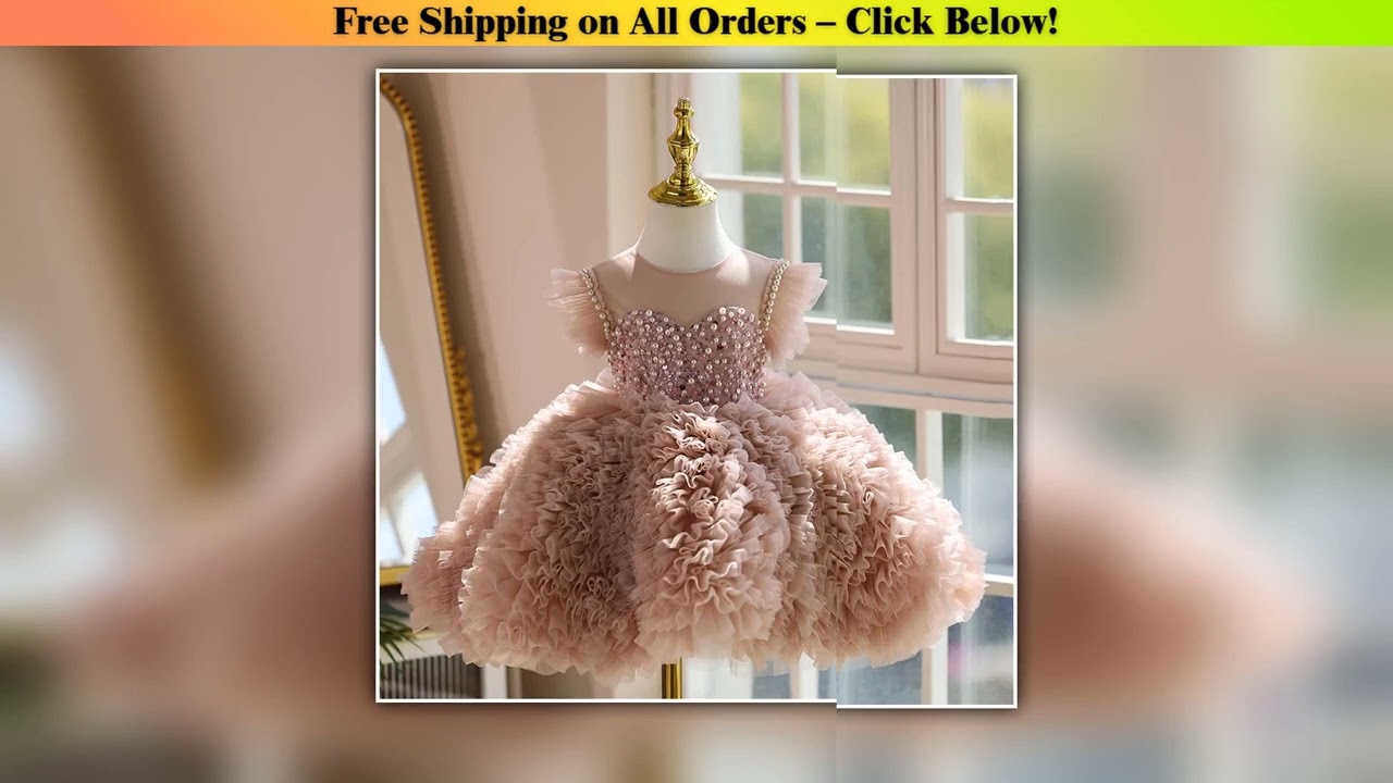 Girls Birthday Princess Puffy Dress Children Evening Gown Ball Gown for Kids Piano Performance