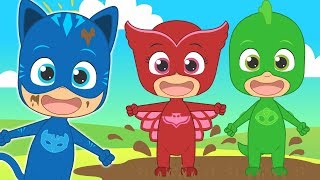 CINCO BEBÉS con PJ Masks | Gatuno Buhíta y Gekko | Canciones infantiles chords