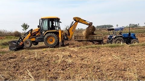 JCB 3DX eco Xcellence Loading Mud Many Stuck Tractor in Field Level work Sonalika #Tractors #Farming