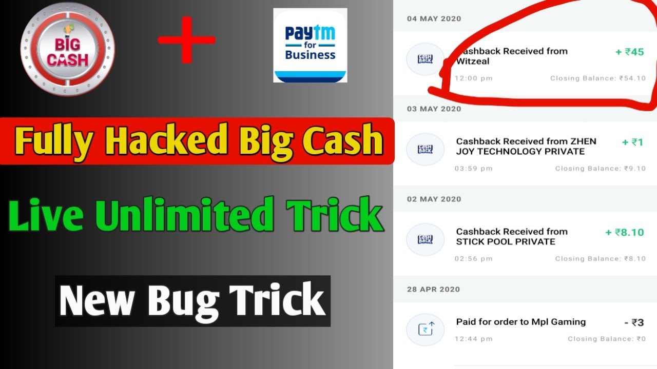 Big Cash Unlimited Trick 2020 | Big Cash Bug Trick | Big Cash App  Trick Big Cash Apk