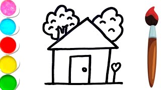 Colorful House Drawing | Learn Colors for Toddlers 🎨