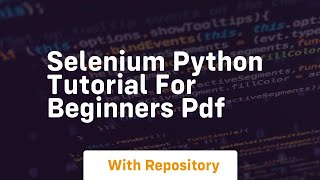 selenium python tutorial for beginners pdf