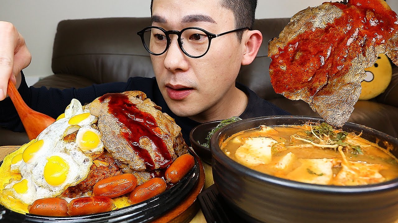 ASMR MUKBANGㅣ🥩Pork Neck and Kimchi Fried Rice & Doenjang jjigaeㅣEATING SHOW