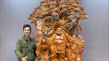 Tượng phật Di lặc cây tùng gỗ hương to đẹp #tuonggonguyenhong