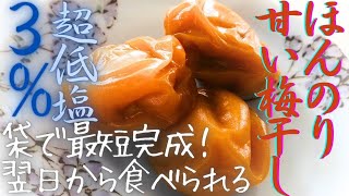 【超低塩３%ほんのり甘い梅干し】漬けて翌日から食べ始められる・梅の香りのガリなど梅酢活用法