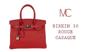 Hermes Rouge de Coeur Birkin 30 Epsom Palladium - Chicjoy