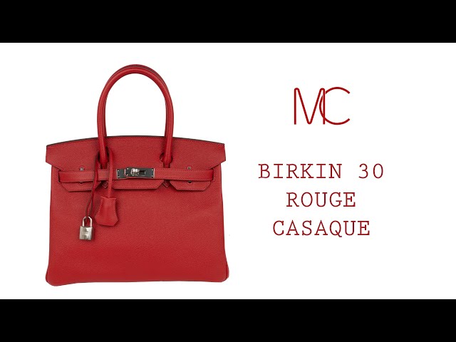Hermes Birkin 30 Rouge Casaque Epsom Palladium Hardware #D