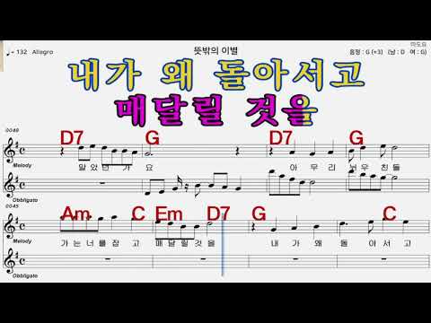 뜻밖의이별  조용필   가수처럼 엠알로  악보  노래 하기  여자  G