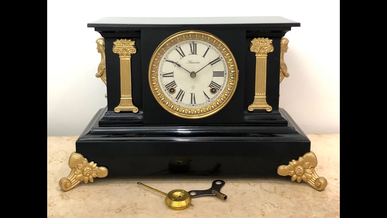 Antique Cast Iron Ansonia Hammer on Coil Chime Mantel Clock | Item# 2444 - Adelaide Clocks