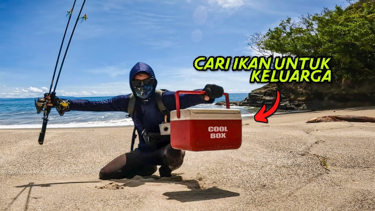 Mancing UL casting dari pinggir pantai pakai microjig. Ikan untuk keluarga.