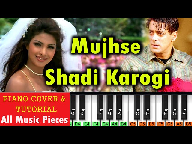 Mujhse Shaadi Karogi Piano Cover & Tutorial | Sajid Wajid| Bollywood Notation | Piano Hindi song class=