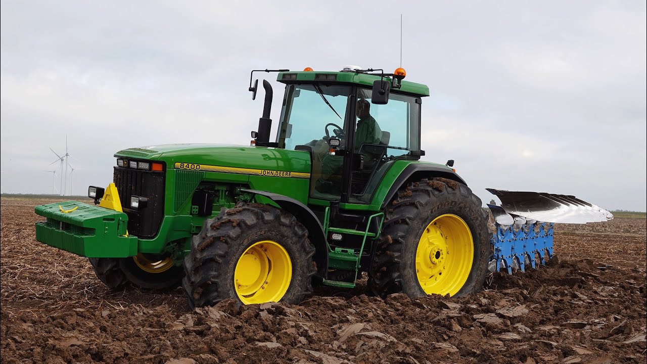 Ploughing | John Deere 8400 + Lemken Juwel 8 5 furrow | Pure sound | Goense Farm