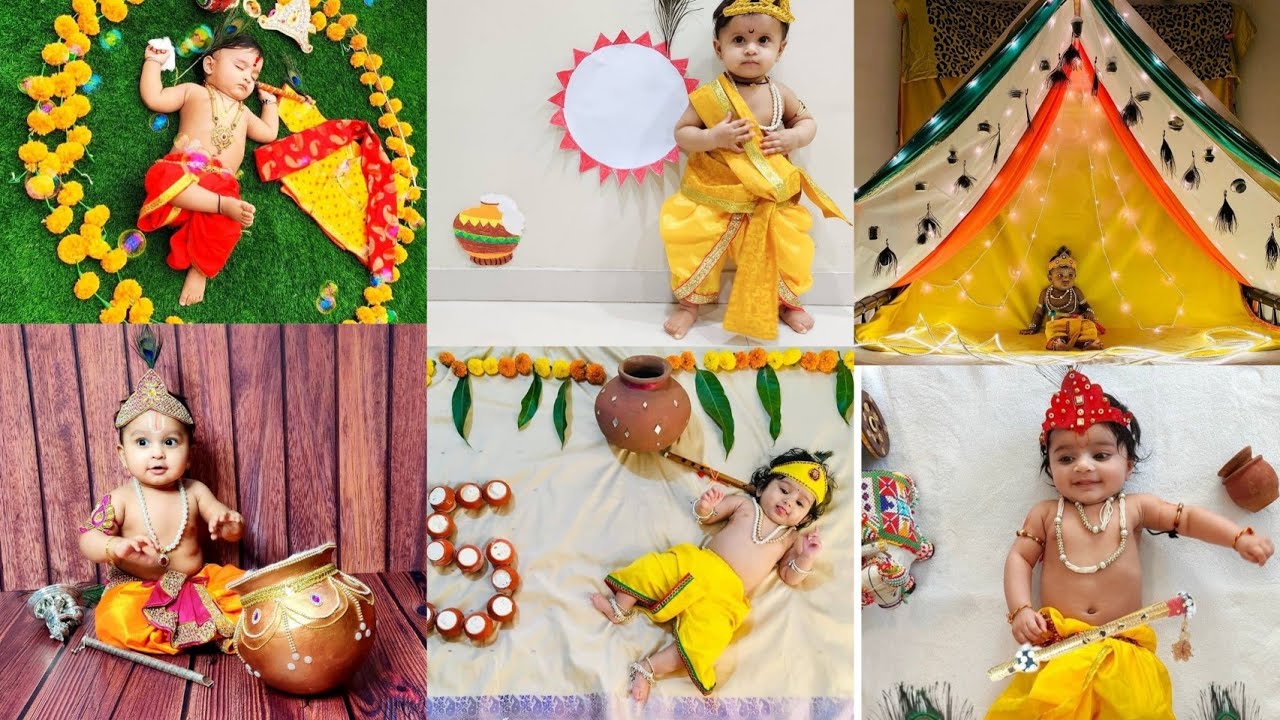 Krishna Janmashtami theme baby photoshoot| Janmastami theme ...