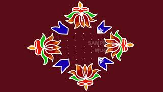 Awesome Navratri special rangoli with 13*1dots | Easy kolam | Deepam muggulu | Muggulu | Kolam |