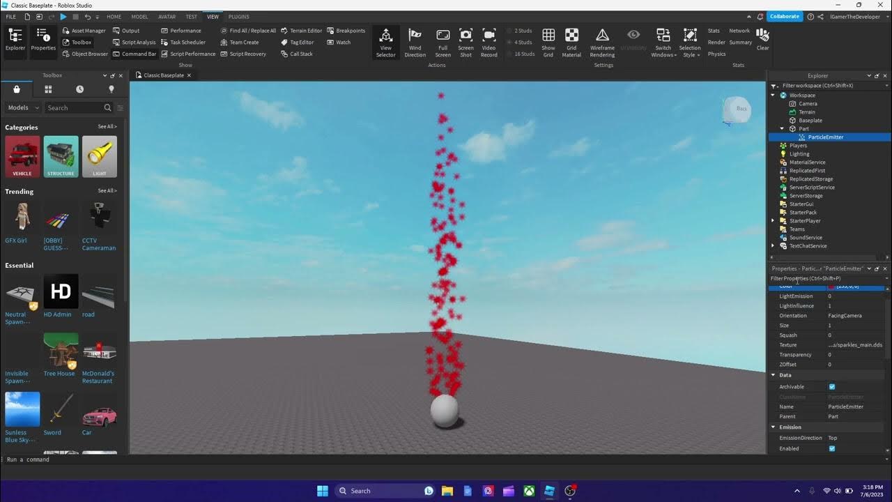 HOW TO ADD PARTICLES TO A PART IN YOUR ROBLOX GAME (Roblox Studio 2023 ...