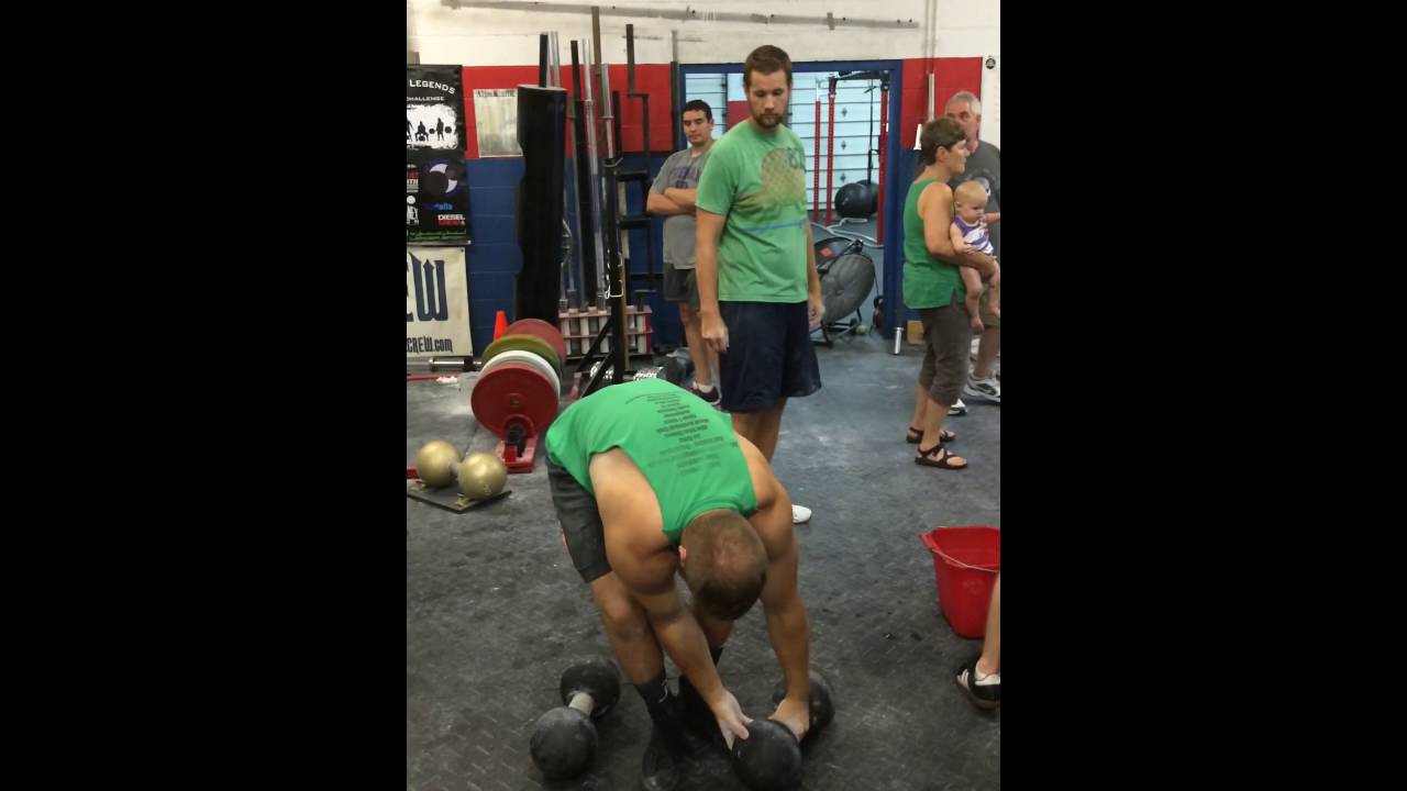 Double Clean and press INCH dumbbell replicas (100#)