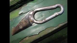 Scrap Steel Knives - A Carabiner Knife and a Bone Handle Knife