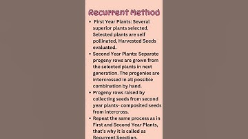 Recurrent Selection Method in Plant Breeding #feedshorts #agriculture #plantbreeding #horticulture