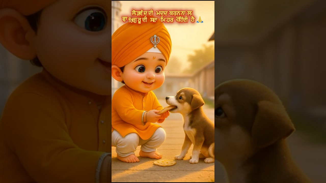 Sikh Baby Shares Water with Puppy❤️ 