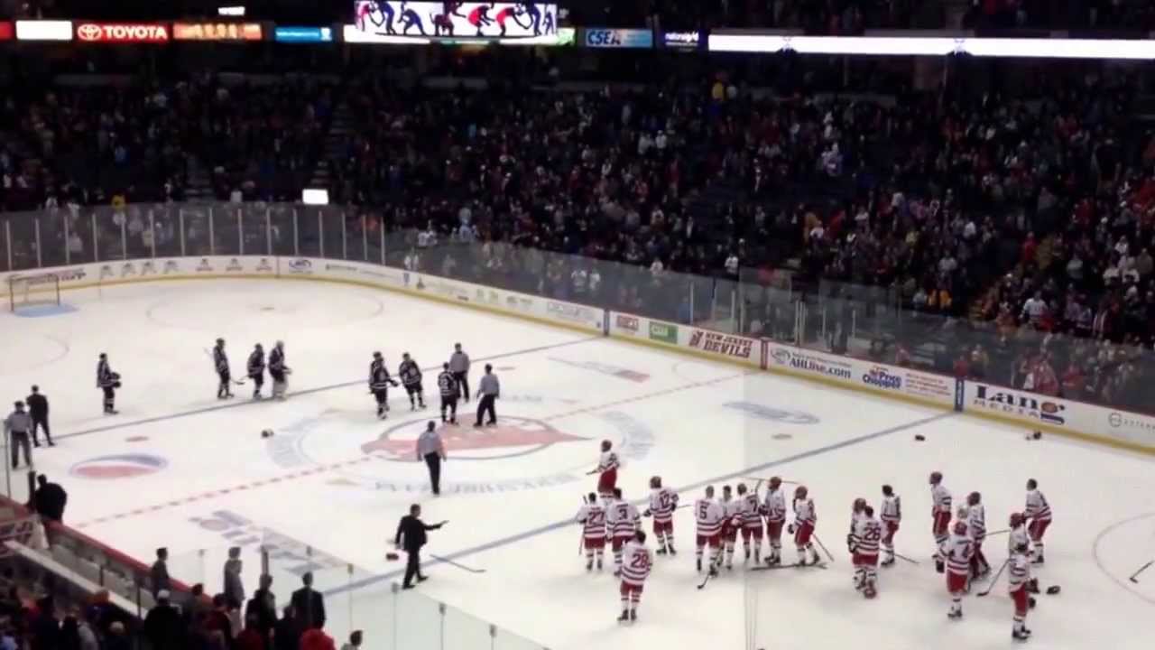 College hockey fight