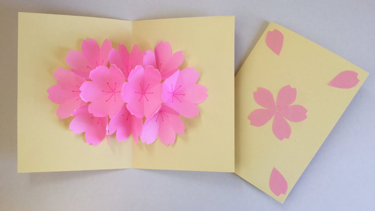 満開 桜のポップアップカード Full Bloom Cherry Blossoms Pop Up Card Youtube