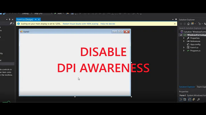 How to Disable DPI Awareness in Visual Studio