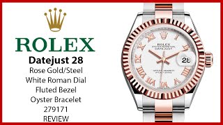 ▶ Rolex Datejust 28 Rose Gold/Steel White Roman Dial & Fluted Bezel Oyster Bracelet 279171 - REVIEW