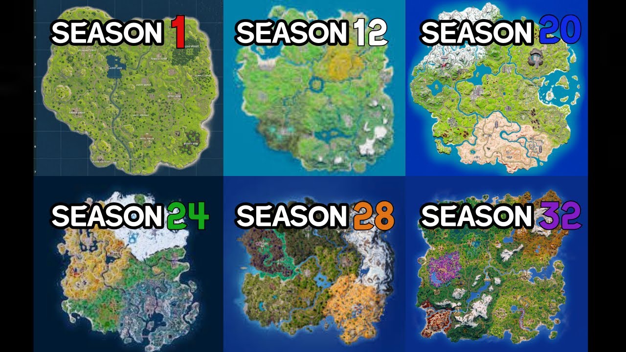 Evolution of Fortnite Map (Chapter 1 Season 1 - Chapter 6 Season 4 ...