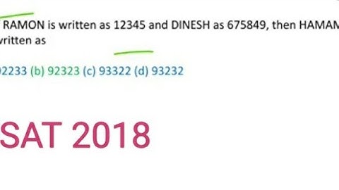 If RAMON is written as 12345 and DINESH as 675849, then HAMAM will be written as (a) 92233