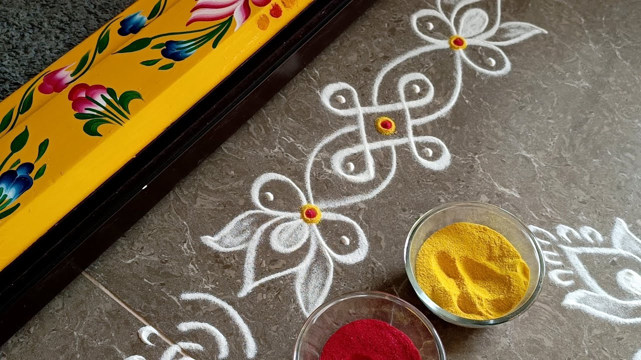 Beautiful border rangoli designs | Simple rangoli with border designs | Friday rangoli | Sikku kolam