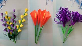 3 easy paper flower making craft/ craft making/ paper flower/flower craft