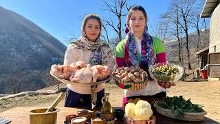 IRAN Mazani Cuisine of Chickens Fried in Butter and Served with Kate Pilaf