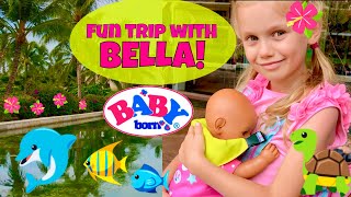 🐬Exciting Trip With Baby Born Bella! 🎁Unboxing New Baby Born Doll Carrier & Walk At The Resort!🌴