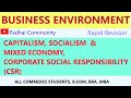 Capitalism | Socialism | Mixed Economy | CSR |Business Environment | MBA | BBA 