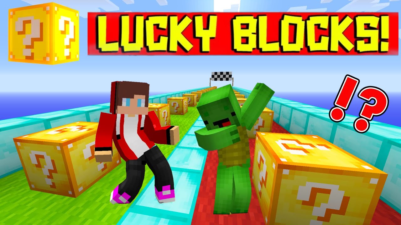 Mikey and JJ playing A LUCKY BLOCK RACE in Minecraft – Maizen