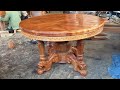 Making Large Round Table With Extremely Beautiful Carved Leg Is 4 Lions & Special Furniture Project