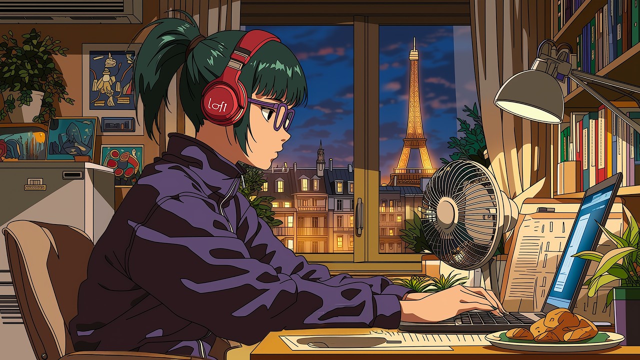 Anime Lofi Paris Night 🌙🎧 Chill Lofi Beats for Study, Work & Relax by the Eiffel Tower