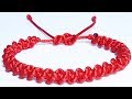 Como hacer pulseras de hilo con cola de ratón roja tejidas de nudos de macrame faciles. Pulsera roja