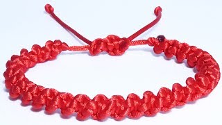 Como hacer pulseras de hilo con cola de ratón roja tejidas de nudos de macrame faciles. Pulsera roja