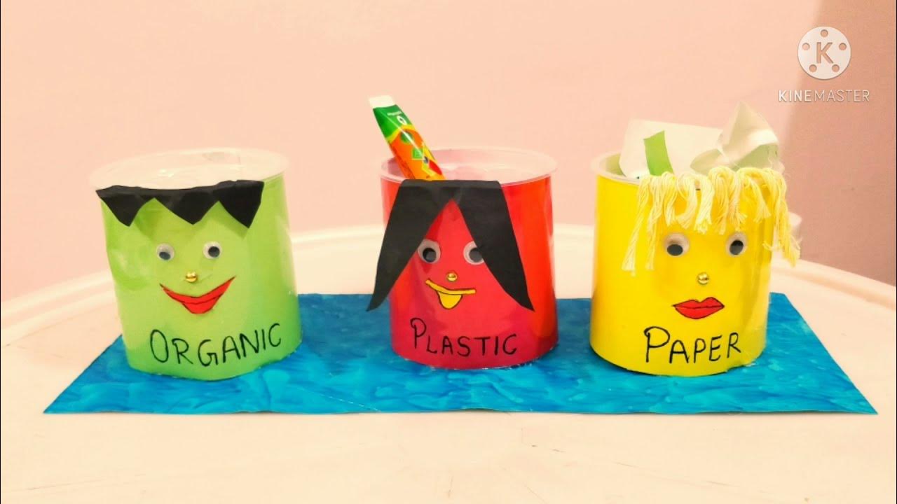 How to make dustbin at home// waste material craft ideas YouTube