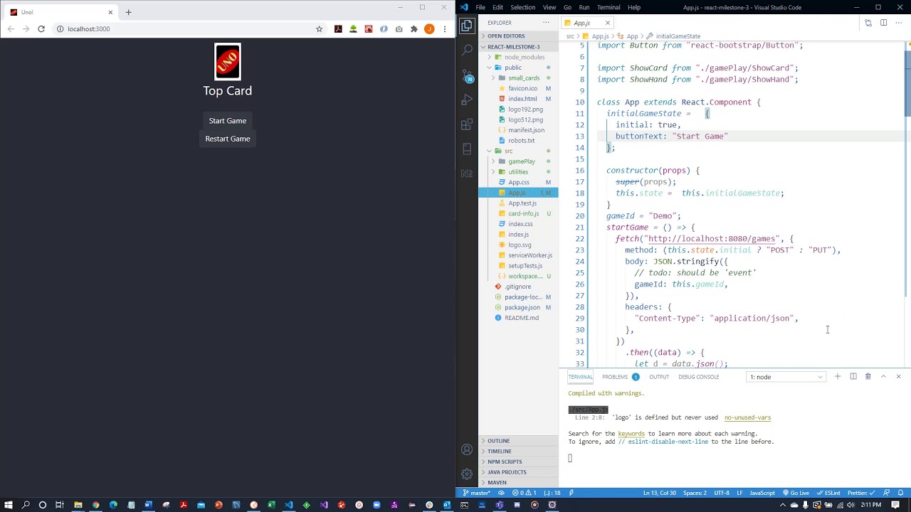 16 React Milestone 3 Tutorial Start Logic - YouTube