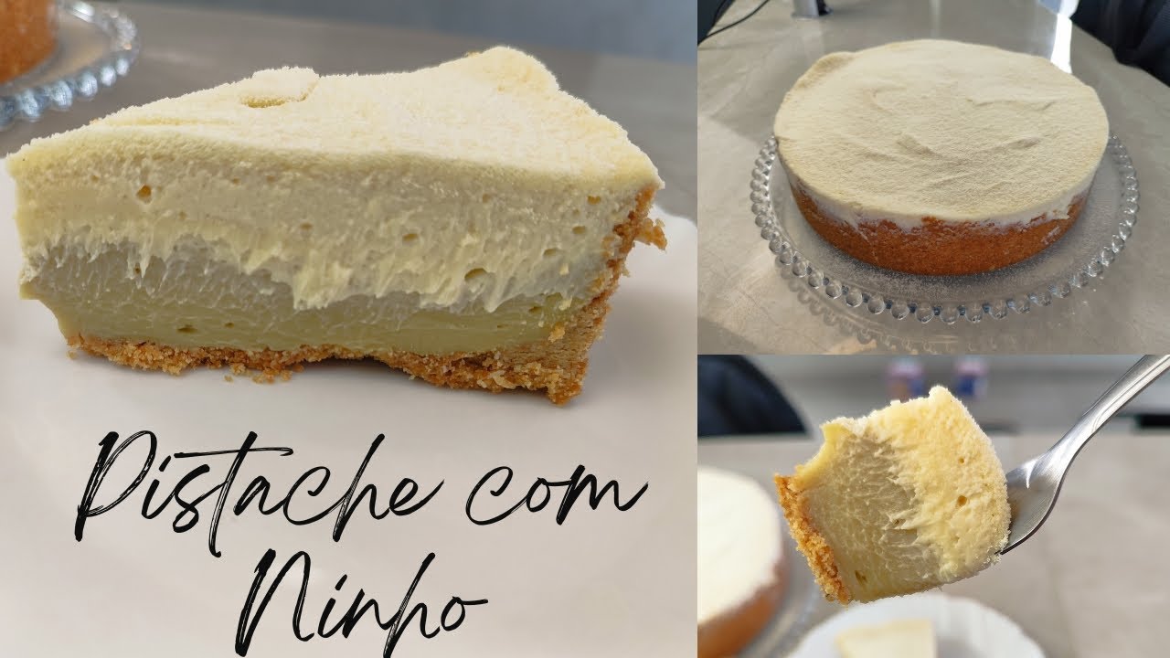 Torta Gelada de Ninho e Pistache com Biscoito Crocante 
