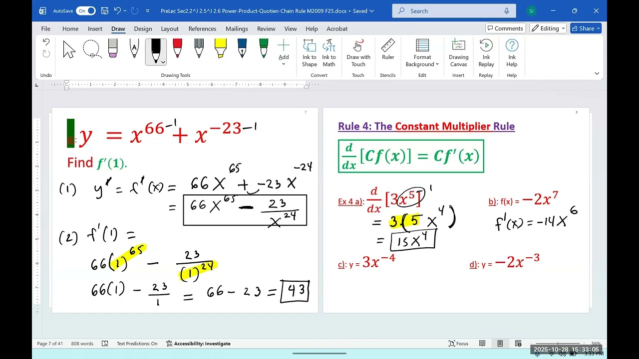 Правило постоянного множителя производной