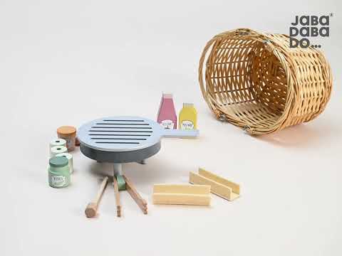 JaBaDaBaDo - BBQ Basket Wooden Toy set / ジャバダバドゥ 木製バーベキューセットバスケット付