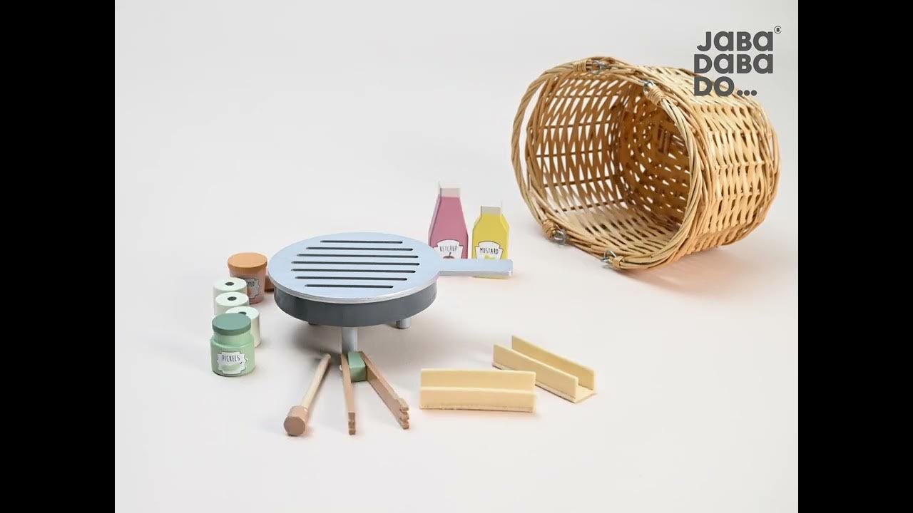 JaBaDaBaDo BBQ Basket Wooden Toy set / ジャバダバドゥ 木製バーベキューセットバスケット付