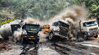Truck Trailer Melintang || Perjuangan Sopir Truck Eropa Muatan Trafo 106 Di Lintas Sumatra Indonesia