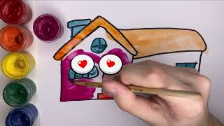 Drawing a Picture of a House with kids song / ارسم صورة لمنزل / нарисуй домик / үйдің суретін салу