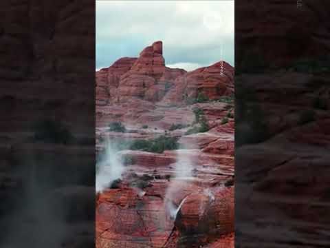 Rare sighting of reverse waterfall captured by drone in Utah | USA TODAY #Shorts